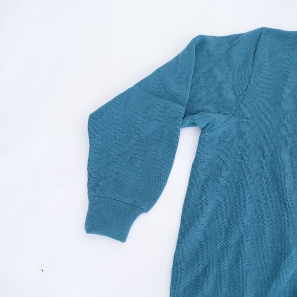Vintage '80S Arnold Palmer Teal Wool Fine Knit Button Up Cardigan Sweater Large - Picture 7 of 9